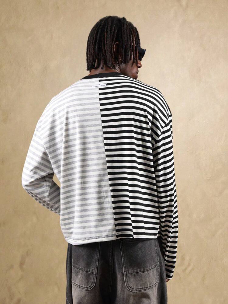 スプリットパネル ストライプ ロングスリーブ Tシャツ
