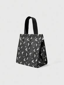 ROMWE Bat Print Insulated Lunch Bag, Gothic Style Fashion - Black - View 1