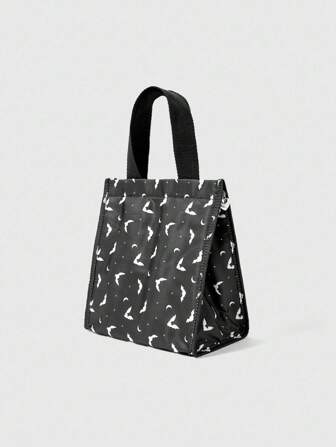 Goth Bolsa de almuerzo aislada con estampado de murciélago, estilo gótico de moda