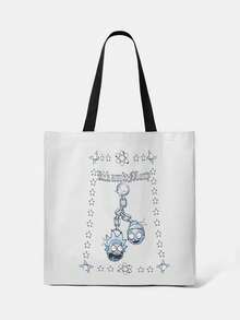 Rick and Morty X SHEIN Cartoon Pattern Hand Bag, Reusable Fashion Backpack, Multi-Functional Handbag, Printed Canvas Shopping Bag - Multicolor - View 1