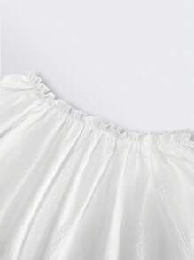 INAWLY Women's Plain Off-Shoulder Lantern Sleeve Loose Long Dress With Frill Trim, Spring Summer Fall Cloth For Women - White - View 3