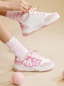 CUCCOO EASI Giày thể thao nữ đế dày thoáng khí đa năng cổ thấp, thời trang thoải mái phong cách Nhật Bản, phù hợp với mọi mùa - Hồng - Xem 5