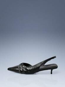 CUCCOO GRLICON Women's Fashion Black Punk Style High Heel Pumps