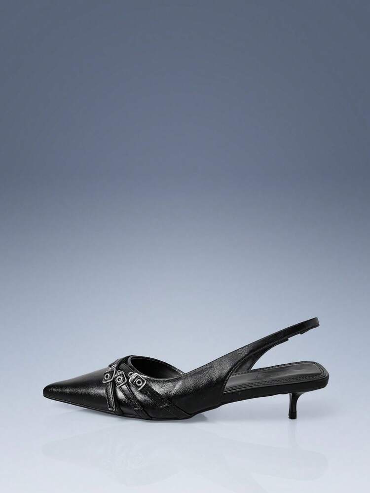 CUCCOO GRLICON Women's Fashion Black Punk Style High Heel Pumps