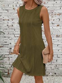 SHEIN LUNE Women's Knit Crew Neck Sleeveless Casual Dress, Spring/Summer