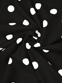 女士优雅通勤圆点印花半身裙 - 黑色 - 查看 3