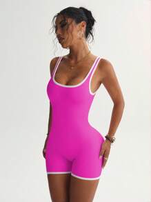 Dewbera 无缝高弹力运动健身连体衣 - 紫色 - 查看 6