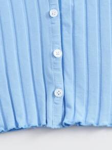 SHEIN EZwear Button Up Rib-knit Crop Top