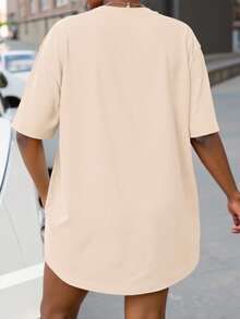 SHEIN EZwear Plus Size Summer Casual Butterfly Print Short Sleeve T-Shirt