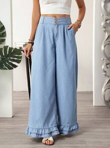 EMERY ROSE Women Pocketed Pleated Loose Casual Denim Jeans