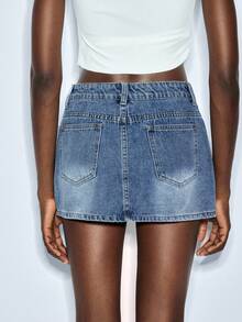 Maija Women's Denim Mini Skirt, Urban Chic Business Casual Streetwear Y2K Style, Suitable For Halloween, Christmas, Party, Music Festival