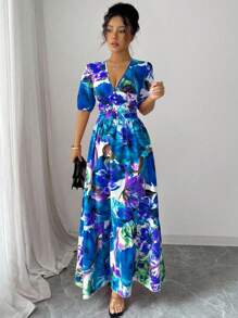 Rafferiza Robe longue élégante imprimée pour femme