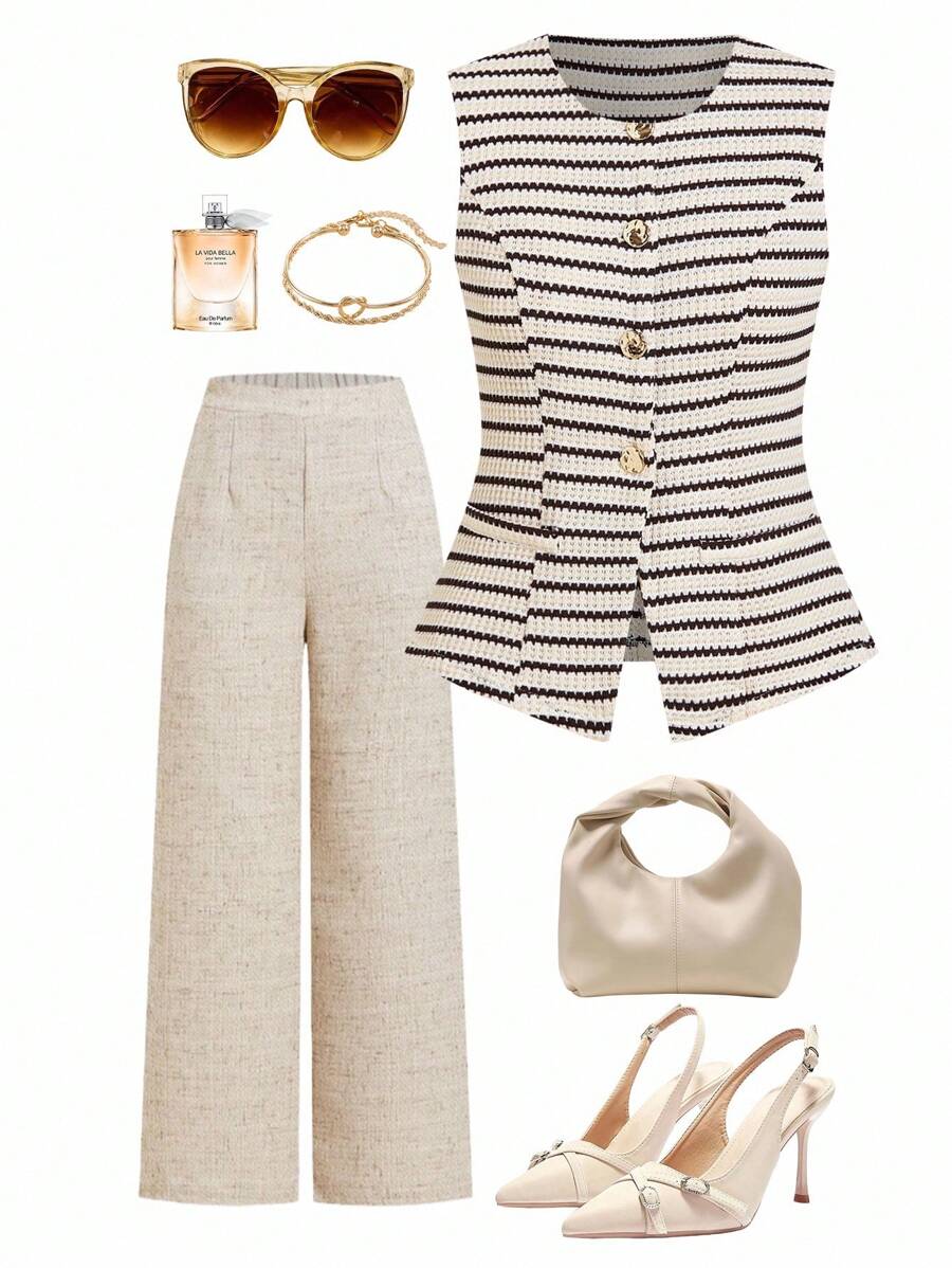 Ellevyn Casual Striped Sleeveless Crop Top For Summer,Back To School Fall Women Blouse,Going Out Tops Women Summer Work