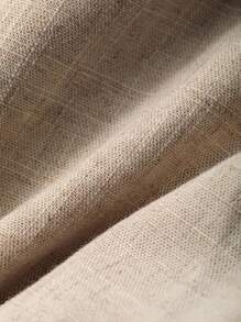 Dazy-Less 女士宽松商务休闲风衣外套，短款亚麻衬衫式开衫，配腰带，简约纯色，适合办公室穿着，秋冬季女装外套 - 卡其色 - 查看 8