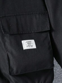 Teen Boy's Casual Hooded Jacket With Zipper Pockets And Rib Knit Trim, Suitable For Daily Commute And Leisure Wear Fall Winter - Black - View 7