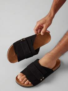 SHUZIA Men's Comfortable Arch Support Adjustable Strap Cork Footbed Sandals For Christmas - Black - View 2