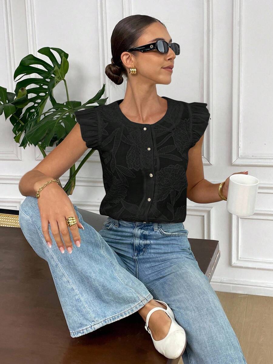 Serisse 休闲宽松盖袖百搭女式衬衫