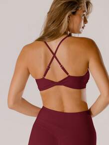 Aralina Leisurewear Pastel Pink Supportive Deep-V Active Twist Crop Top With Bag