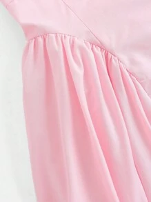 Tween Girls' Elegant Pink Sleeveless Midi Dress, Summer - Multicolor - View 3