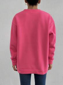EURMUSE 100%Cotton Solid Drop Shoulder Sweatshirt