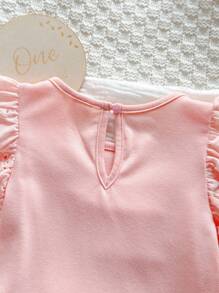 新生女宝宝可爱针织无袖连体衣，粉色，夏季 - 粉色 - 查看 4