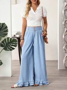 EMERY ROSE Women Pocketed Pleated Loose Casual Denim Jeans