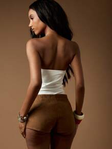 MISSGUIDED Body sin tirantes con detalle de herraje de metal en forma de U, de diseño ajustado, elástico, para fiesta de noche, club, con diseño minimalista contemporáneo y moderno - Blanco - Ver 2