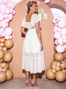 Loomaby Vestido de maternidad para revelación de género, vestido de maternidad para baby shower - Blanco - Ver 2