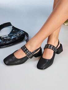 CUCCOO GRLICON Women's Latest Retro Elegant Nude Strap Mary Jane High Heel Wedding Party Dress Shoes - Black - View 5