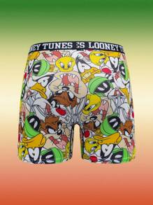 LOONEY TUNES X SHEIN 2 chiếc quần lót Boxer họa tiết hoạt hình dễ thương cho nam - Nhiều màu - Xem 6