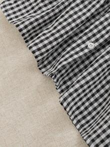 Playful Pals 女童优雅黑白格子彼得潘领长袖喇叭裙，适合春夏季户外、摄影、日常穿着、上学 - 黑與白 - 查看 6