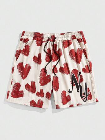 Street Life Pantaloncini casual da uomo con stampa a cuori, adatti per la primavera/estate