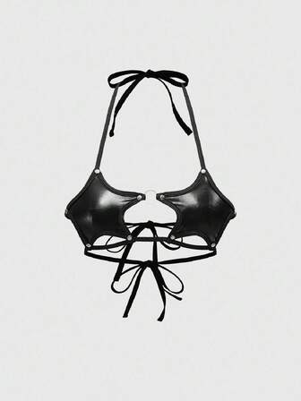 Grunge Punk Punk Pentagram Rivet Lace-Up Crop Top