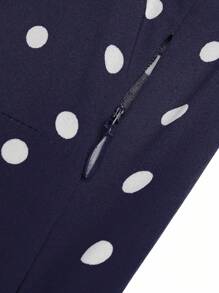 Sweetra Plus Size Romantic Polka Dot Colorblock Princess Dress - Royal Blue - View 5