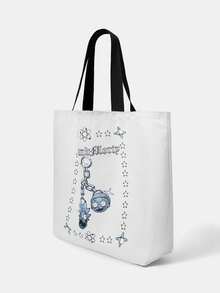 Rick and Morty X SHEIN Cartoon Pattern Hand Bag, Reusable Fashion Backpack, Multi-Functional Handbag, Printed Canvas Shopping Bag - Multicolor - View 2