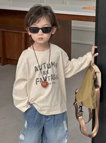 Dazy Kids Toddler Boys' Loose Casual Letter Print Long Sleeve T-Shirt, Autumn