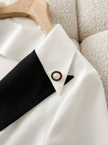 GlowEve Blazer court à manches courtes blocs de couleurs élégant pour le travail pour femmes