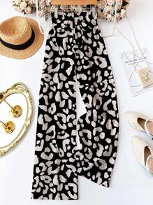 SHEIN LUNE 女式豹纹束腰裤，适合春夏季 - 彩色 - 查看 1