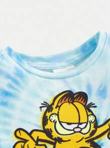 GARFIELD | SHEIN Ensemble t-shirt à manches courtes décontracté et shorts amples avec imprimé de planche à roulettes de dessin animé pour bébé garçon