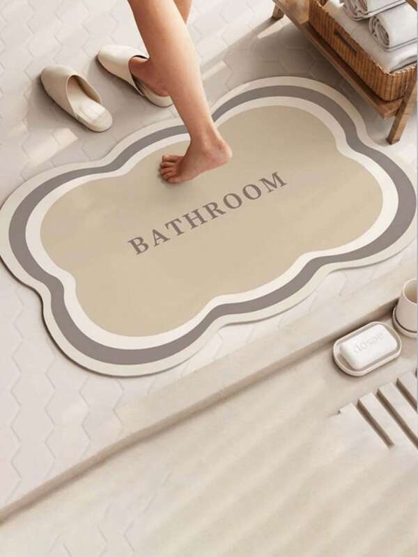 SHEIN Alfombra de suelo de lodo de diatomeas para baño, esterilla absorbente, felpudo de puerta de inodoro de secado rápido antideslizante, felpudo de piso, alfombra de cocina, alfombra blanda, decoración de baño del hogar, alfombra de baño, alfombra de puerta de verano, accesorios de baño, regreso a la escuela