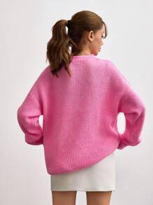 EURMUSE 女士舒适针织毛衣裙 - 亮粉色，休闲，日常穿着，漂亮，小巧 - 粉色 - 查看 2