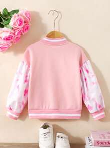 Back To School Fall Clothes Young Girl Cute Unicorn Tie-Dye Graphic Baseball Jacket, Sweet & Adorable For Autumn Winter
