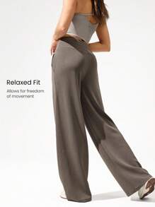 GLOWMODE Modal Silk Touch Wide Leg High Waist Lounge Pants With Side Pockets Daily Casual Fall Fall Winter