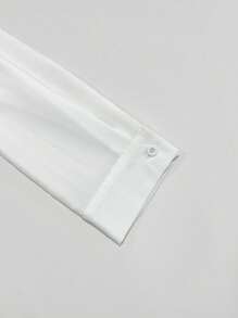 SHEIN Privé Women's Solid Color Patchwork Long Sleeve Casual Shirt, Everyday Wear Fall Cloth For Women