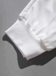 RueChic Men Letter Patched Detail Joggers - White - View 6