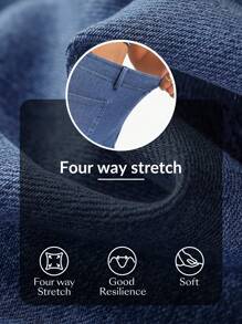 Flexra 纯色口袋松紧腰时尚修身七分牛仔裤 - 中等水洗藍 - 查看 8