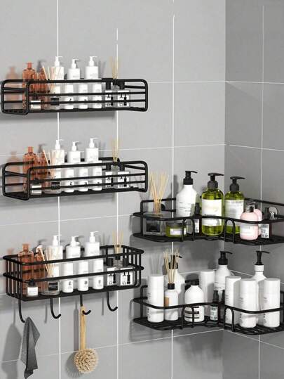 1PC, Perforation-Free Bathroom Shelving Triangle Shelving Toiletries Storage Shelf Home Bathroom Decor Bathroom Organizer Summer
