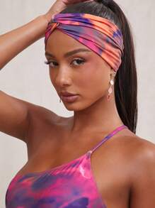 NYA SZN 连体泳衣不对称修身度假套装扭结头带海滩春夏泳装套装女