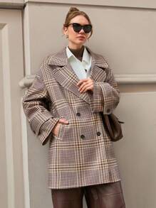 CLARA VERO Women Button Detailed Plaid Long Overcoats - Multicolor - View 6