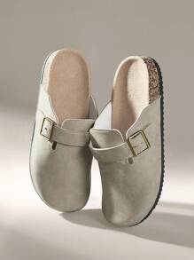 Solecia 女士时尚厚底方形扣一脚蹬拖鞋，配套女鞋